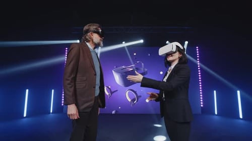 Hosts in Virtual Reality Headset at Metaverse Event