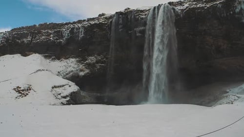 View of Magnificent Famous Waterfall Seljalandsfoss in Iceland