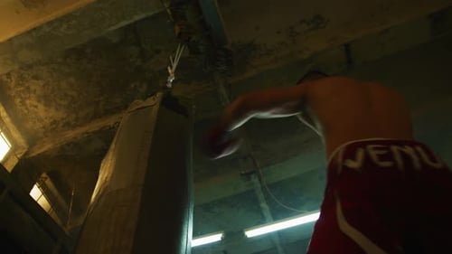 Low angle view of a man boxing