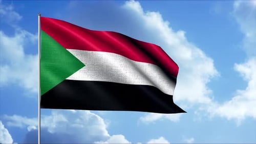 Sudan National Flag Waving in Realistic Fabric Animation