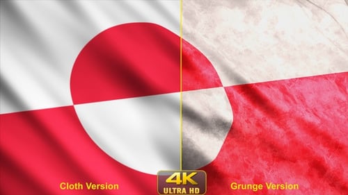 Waving Greenland Flag Loop Clean and Grunge Versions