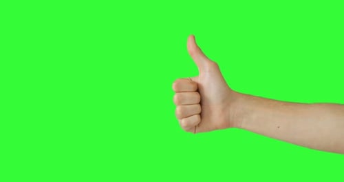 Isolated Man Hand Showing Thumbs Up, Like Positive Sign Symbol. Green Screen Compositing. Pack
