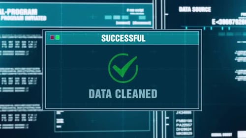 Warnmeldung zum Fortschritt der Datenbereinigung Warnung Datenbereinigung auf dem Bildschirm
