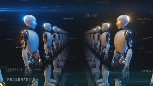 An Endless Corridor of Robots Facing Each Other