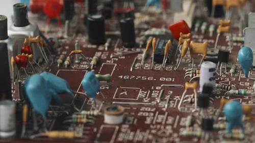 Detailed View of an Old Circuit Board