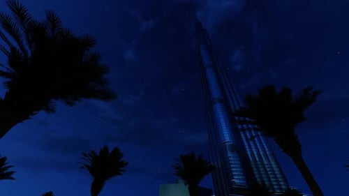 Burj Khalifa and Night Time-lapse Sky