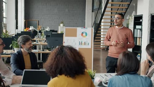 Team Celebration After Business Presentation in Office