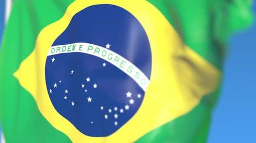 Realistic Brazilian Flag Waving Seamless Animation