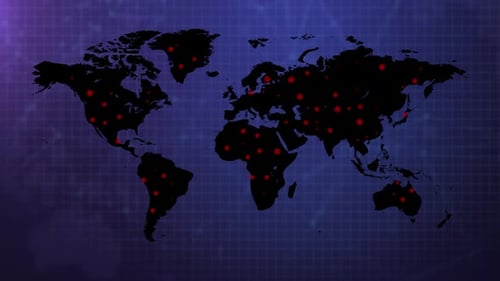 Global Map with Spreading Red Dots Animation