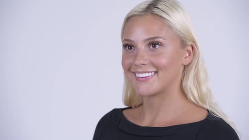 Blonde Woman Smiling in a Close Up Shot