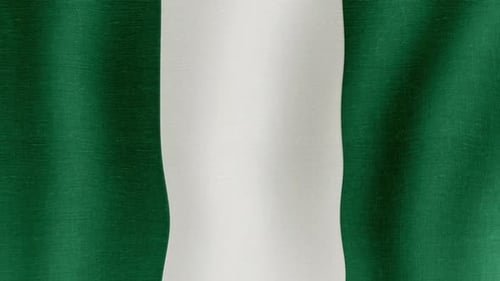 Nigerian Flag Waving in Slow Motion with Realistic Fabric Texture