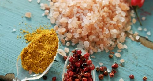 Spices and Ingredients on Wooden Surface