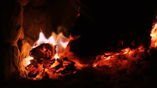 Burning Logs Close Up