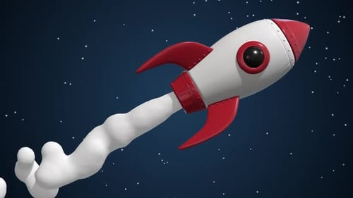 Cartoon Rocket Flying Through Space Animation