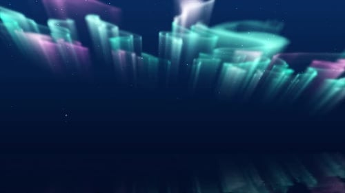 Fluid Aurora Borealis Lights in Starry Night Sky Animation