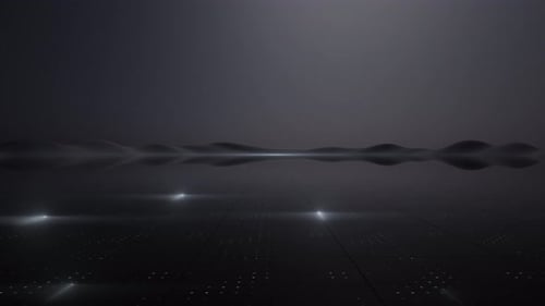 Technology Landscape Background Loop With Digital Grid Floor