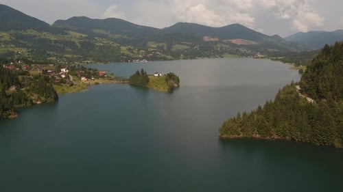 Aerial view of a lake in Colibita