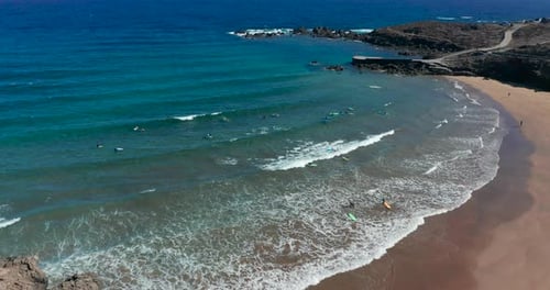 Aerial View. Awesome Large Ocean Wave. Surfing Ocean Lifestyle. Extreme Sports. Extreme Power of