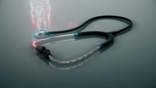 Futuristic Digital Stethoscope with Glowing Pulse Animation