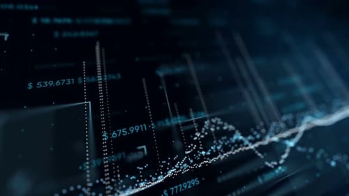 Financial Business Chart with Diagrams and Stock Numbers Showing Profits and Losses Over Time