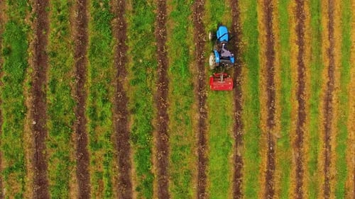 Blick von oben auf den Traktor