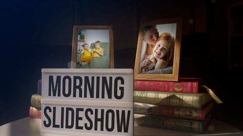 Apresentação de slides de manhã ensolarada em casa