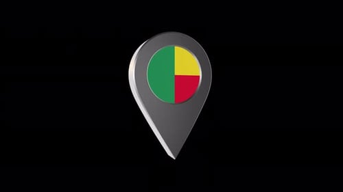 Benin Flag 3D Spinning Location Pin Icon Animation