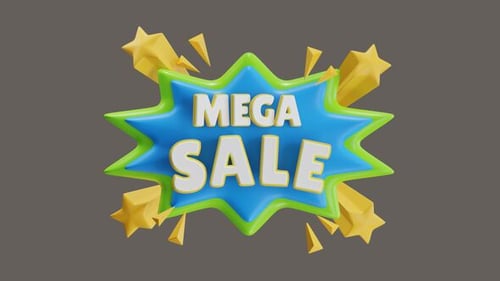 3D Mega Sale Starburst Pop-Up Animation
