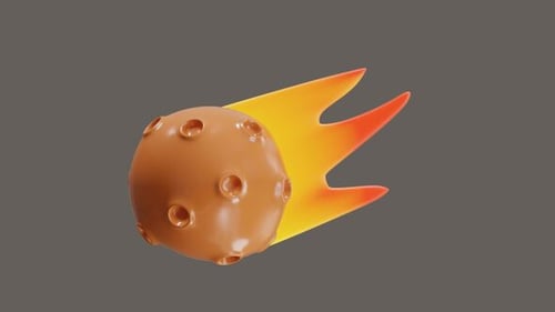 Animated 3D Comet Meteor Flying with Fire Trail