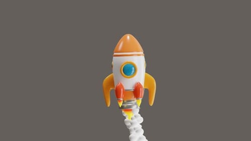 3D Cartoon Rocket Launch Animation