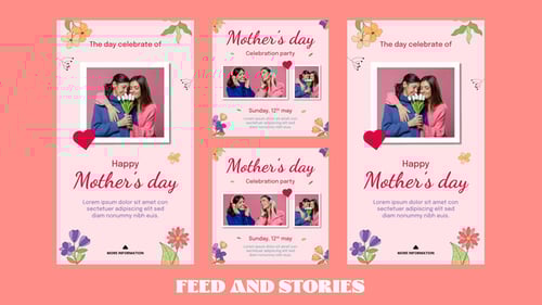 Animated Mother's Day Social Media Posts with Floral Elements