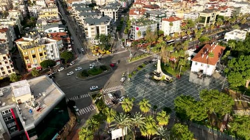 Central City Street aerial view 4 K Alanya Turkey