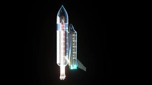 Rotating Holographic Space Shuttle 3D Animation