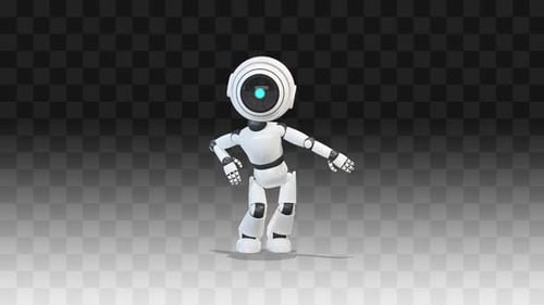 White Robot Character Dancing Animation Loop