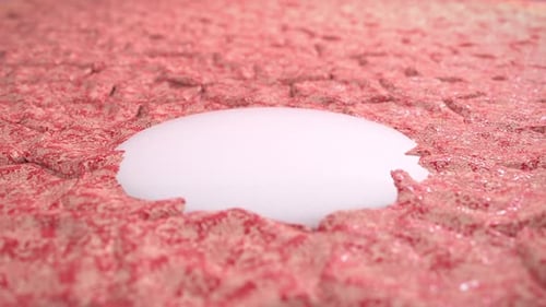 Makro of the Drop Feuchtigkeitscreme und Salbe gegen Sonnenbrand auf den trockenen Hautzellen 4k