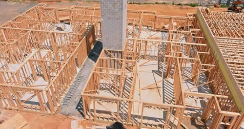Wood Building Frame Structure on a New Development