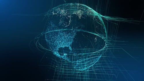 Futuristic Digital Globe Network with Connecting Lines Animation