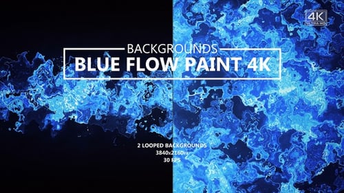 Dynamic Abstract Blue Fluid Paint Background