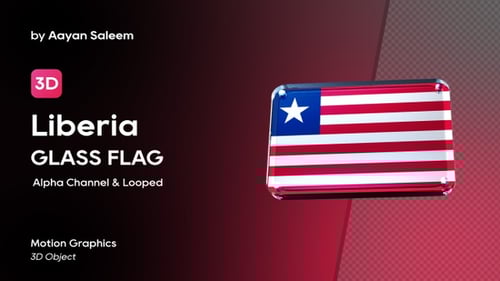 Liberia Flag 3D Glass Emblem Rotation