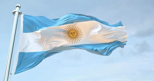 Argentine Flag Waving with Realistic Fabric Movement