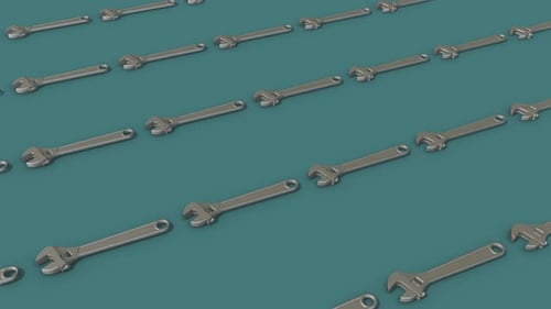 A Lot Of Adjustable Spanner Wrench In A Row 4k