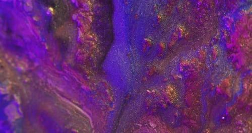 Abstract Purple Liquid Swirl with Gold and Magenta