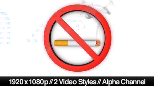 Animated No Smoking Signs with Alpha Channel in Two Styles