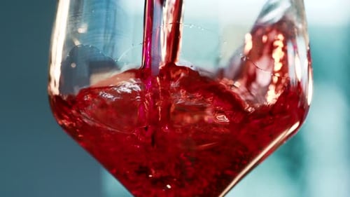 Pouring Red Wine into a Glass Close Up
