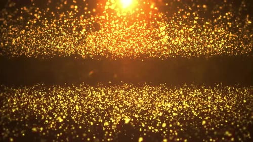 Golden Sparkling Particles Flowing Elegant Abstract Background Loop