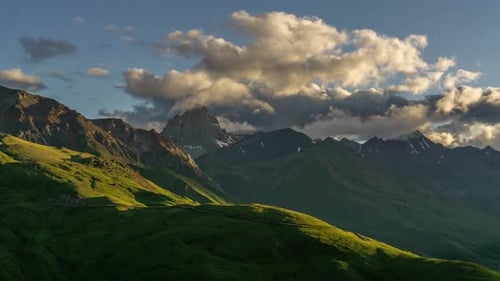 Scenic Mountain Landscape During Sunrise or Sunset