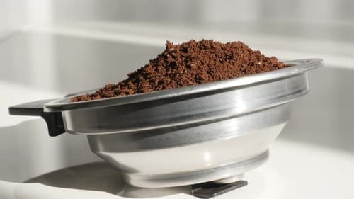 Close Up of Fresh Coffee Grounds in Filter