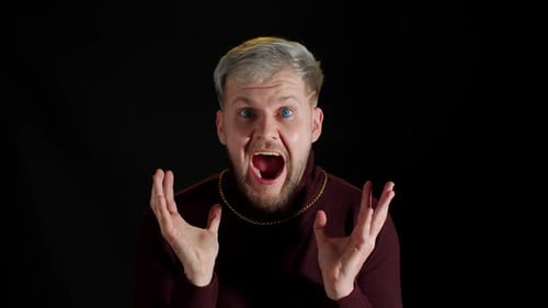 Bearded Man Screams in Shock