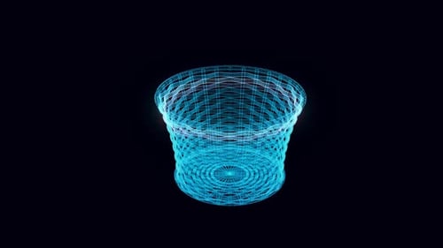 Abstract Holographic Wireframe Basket Loop Animation