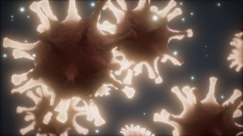 Abstract Animated Virus Cells in Microscopic View